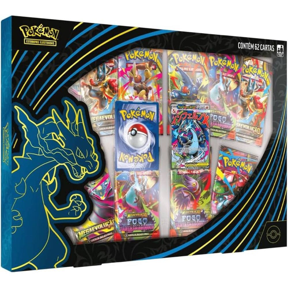 Box Pokemon Coleçao Mega Charizard X Ex 61 Cartas Copag TCG