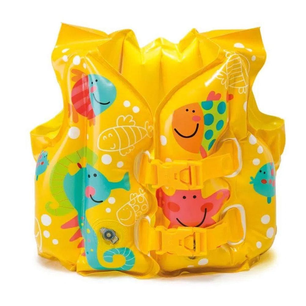 Colete Infantil Inflável para piscina e mar - Colete crianças até 25Kg Intex Peixinhos 59661