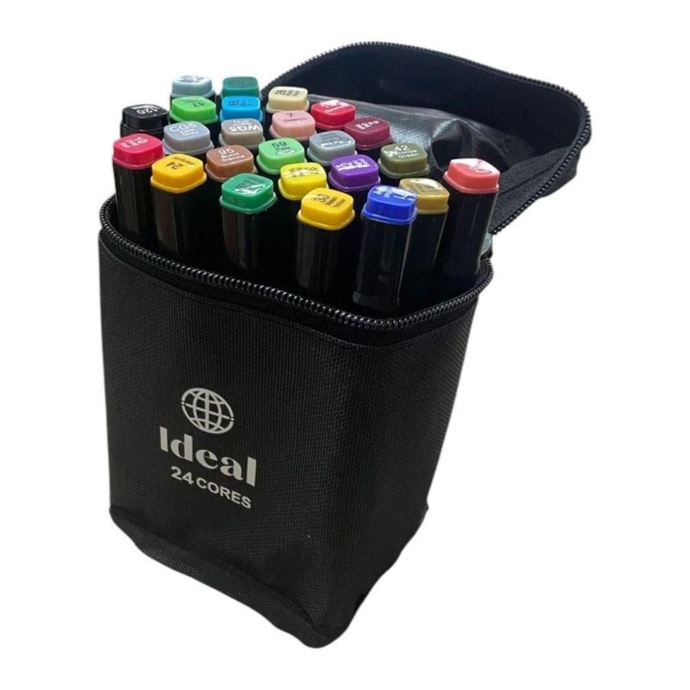 Estojo Com 24 Canetas De Colorir Hidrográficas