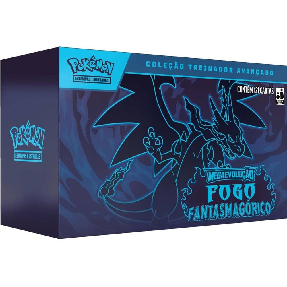 Box Treinador Avançado Pokemon Megaevolução 02 Fogo Fantasmagorico Copag 121 Cartas