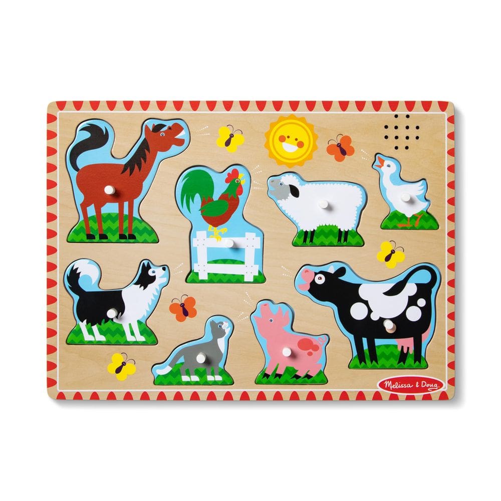 Quebra-cabeça Melissa & Doug Farm Animals Sound 8 unidades com som