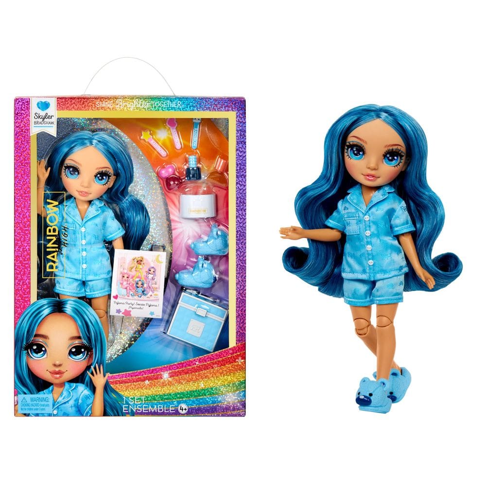 Boneca de moda Rainbow High Jr High PJ Party Skyler Blue 9