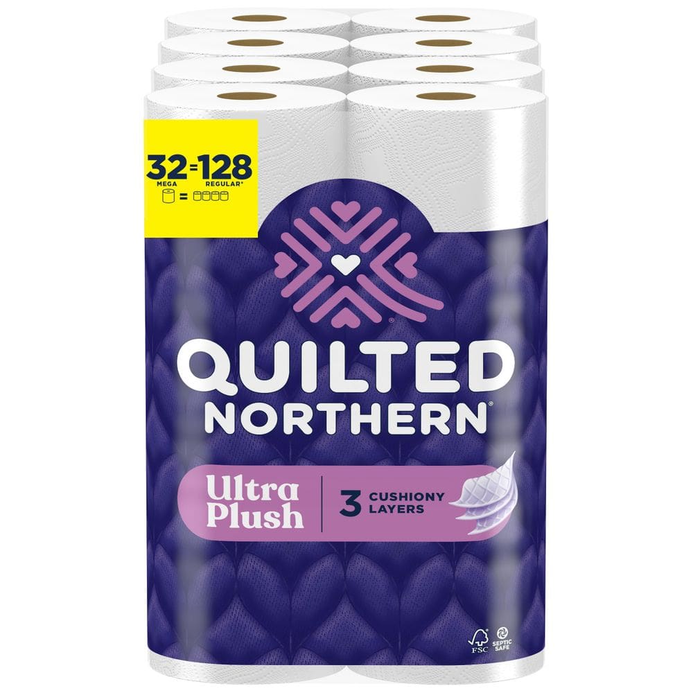 Papel Higiénico Quilted Northern Ultra Plush 32 Rollos Mega = 128 Rollos Normales