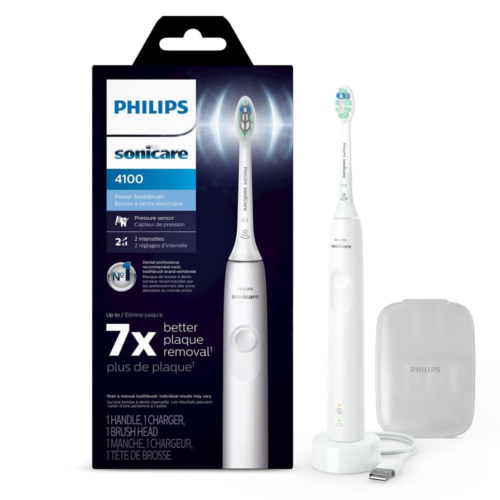 Escova de dentes elétrica Philips Sonicare 4100 com estojo branco