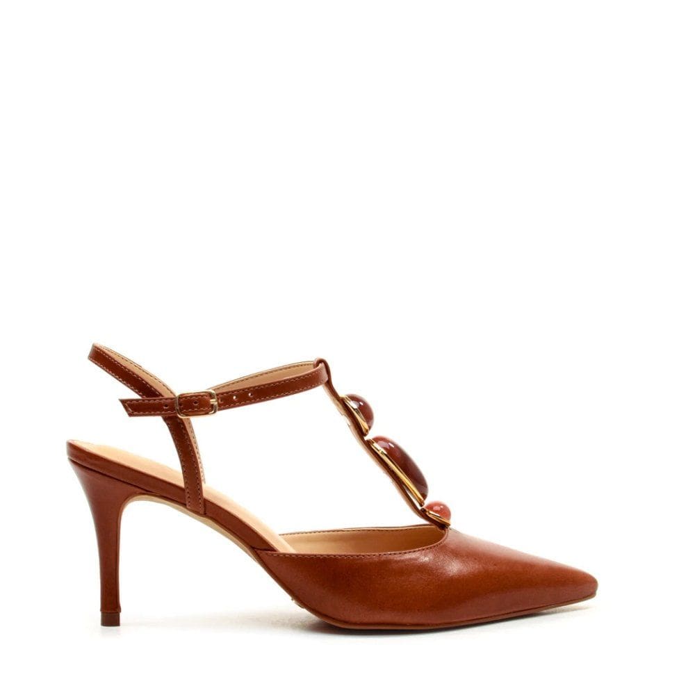 Sapato Cecconello Slingback couro marrom