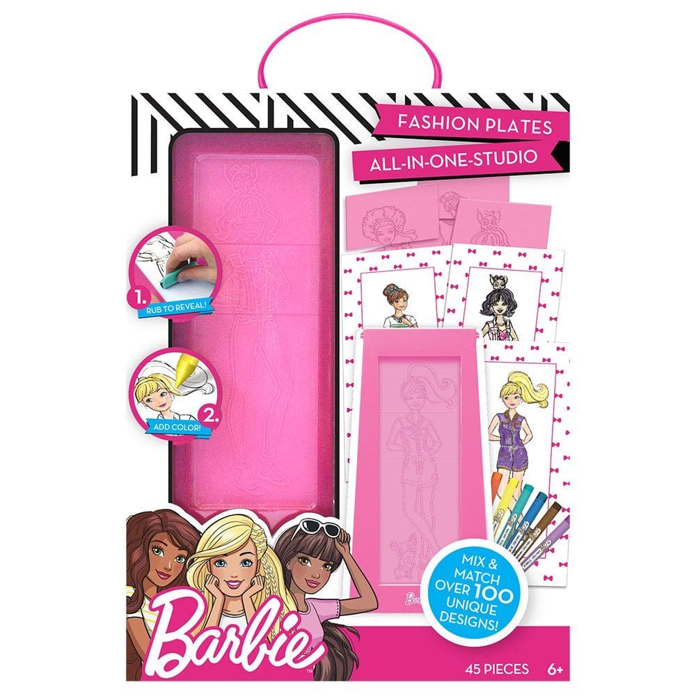 Kit de design de moda Barbie Fashion Plates, tudo em um estúdio