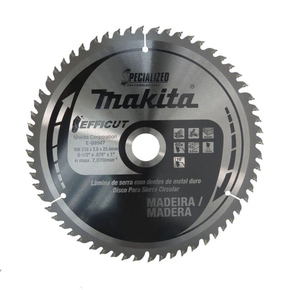 Disco De Serra Efficut 216 Mm X 25.4 Mm 60t Makita