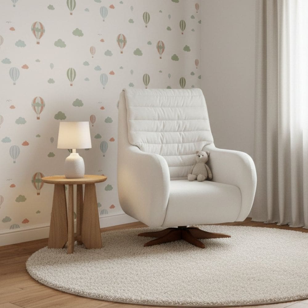 Poltrona de Amamentação Giratória e Balanço Zen Branco