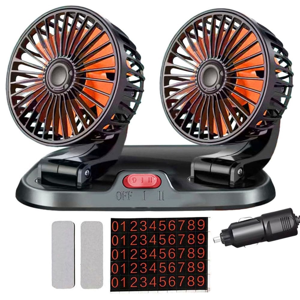 Ventilador Duplo Automotivo Carro Van Kombi 12V Verao Calor Dias Quentes 2 Velocidades