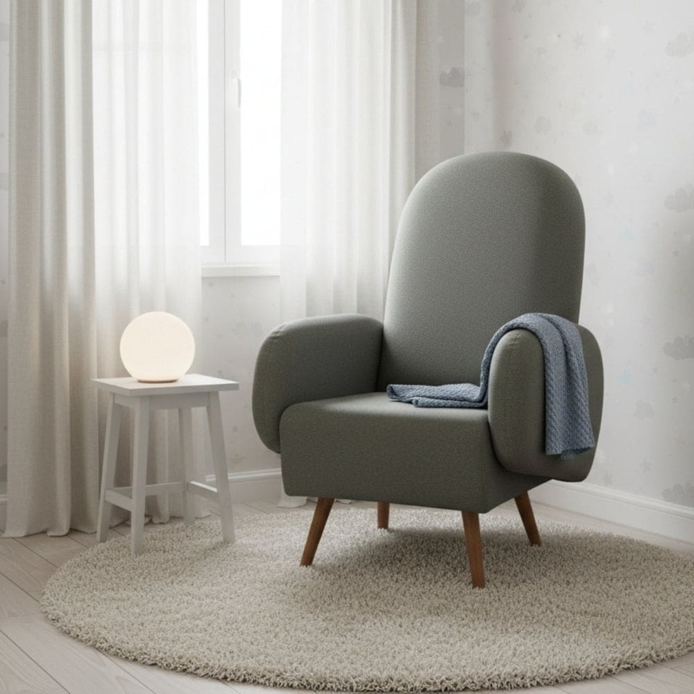 Poltrona de Amamentação Pés Madeira Wave Verde