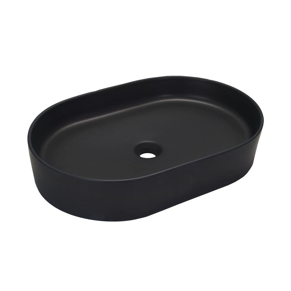 Cuba de Apoio Oval 58x39cm em Cerâmica Ica2215 Icasa Preto