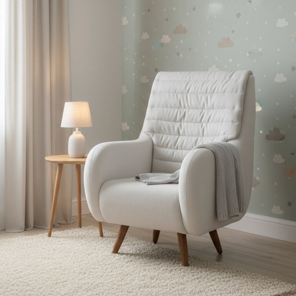 Poltrona de Amamentação Pés Madeira Zen Branco