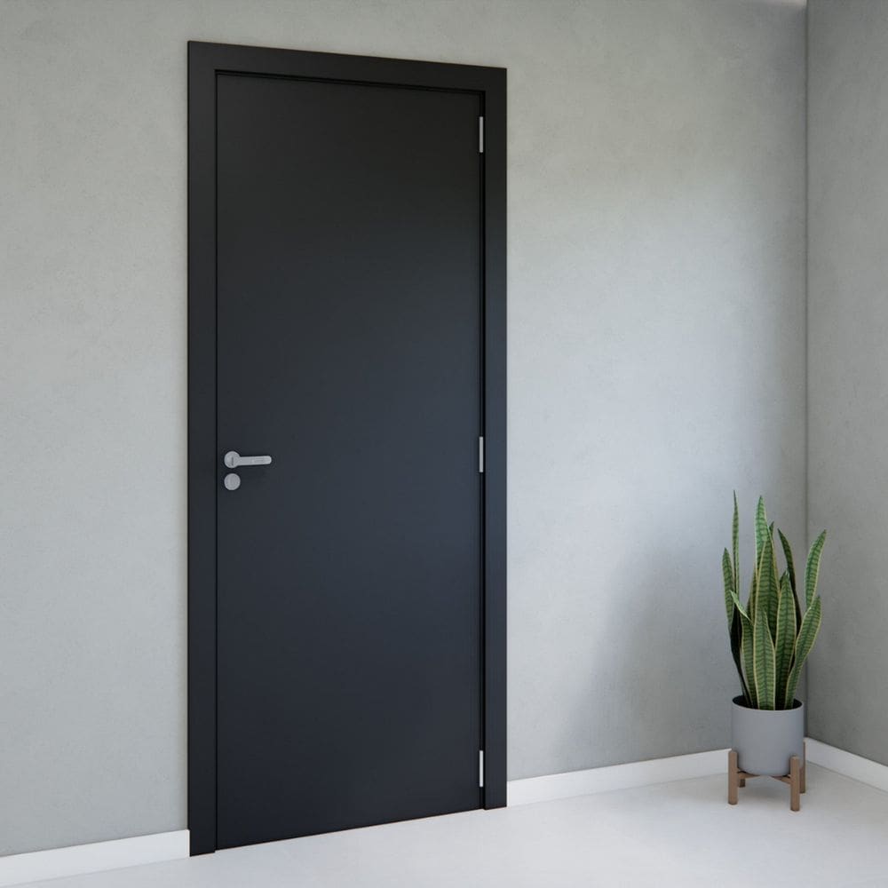 Kit Porta de Madeira Completa 213x74cm Direita Batente Regulável 20 22,5 Incoportas Preto