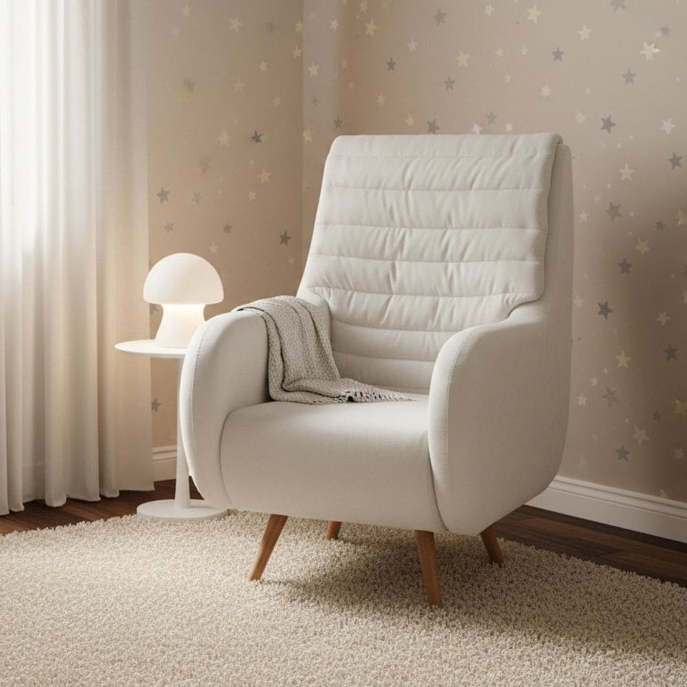 Poltrona de Amamentação Pés Madeira Zen Branco