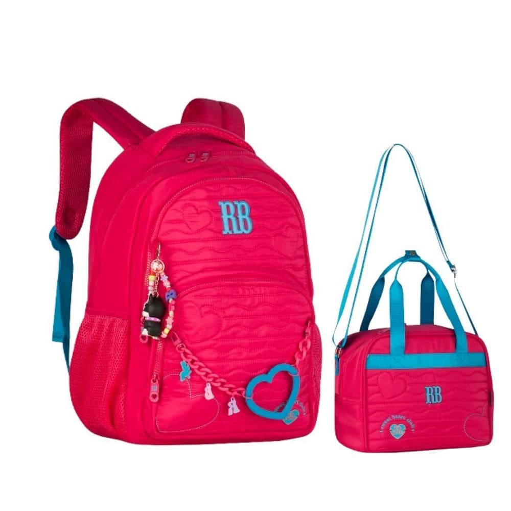 Kit Mochila Costas Escolar + Lancheira Rosa Rebecca Bonbon