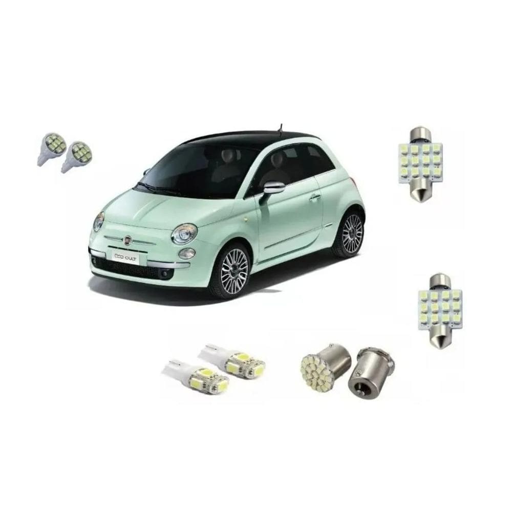Kit Lâmpadas Led Fiat 500 Teto Farolete Placa Ré