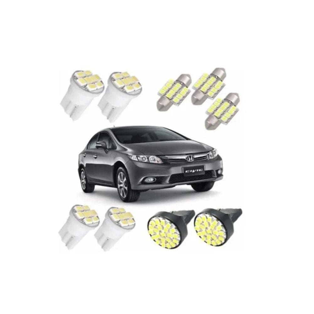 Kit Lampadas Led Civic 2012 2013 Pingo Placa Teto Ré