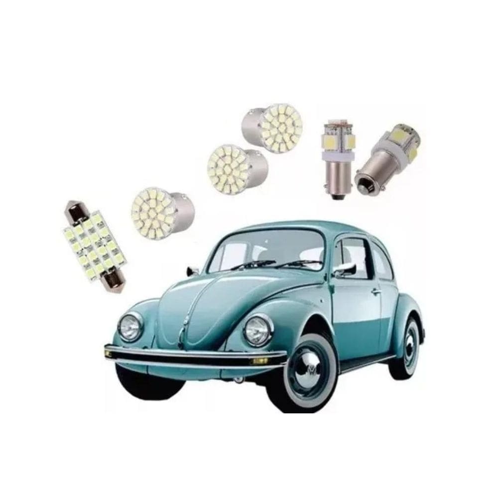 Kit Led Pingo Torpedo Fusca Vw Farolete Placa Teto Ré