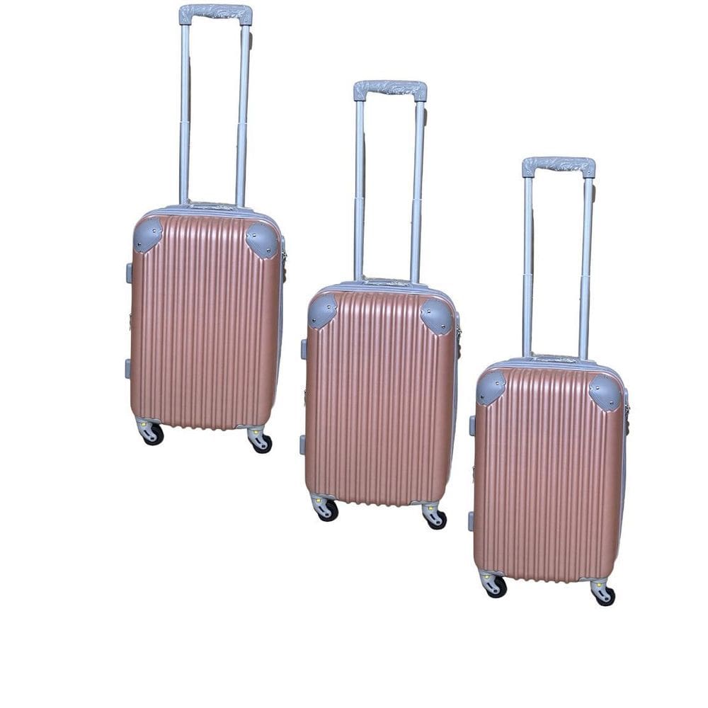 Conjunto 3 Malas Rosa Azul E Preta 10Kg Rodinha 360