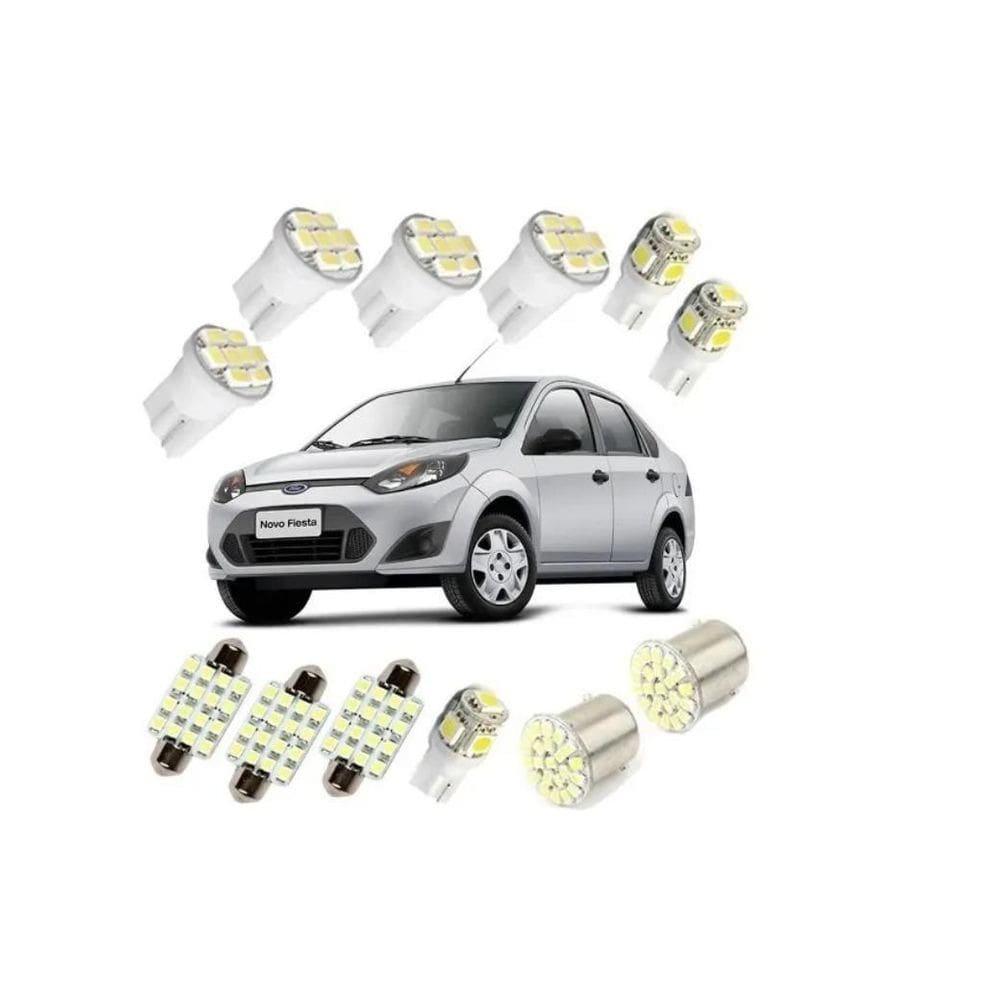 Kit Lampada Led Ford Fiesta Luz Pingo Teto Placa Ré