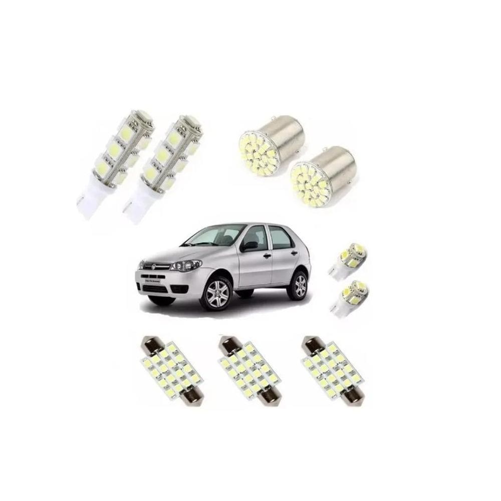 Kit Lâmpadas Led Fiat Palio Pingo Teto Placa Meia Luz Ré