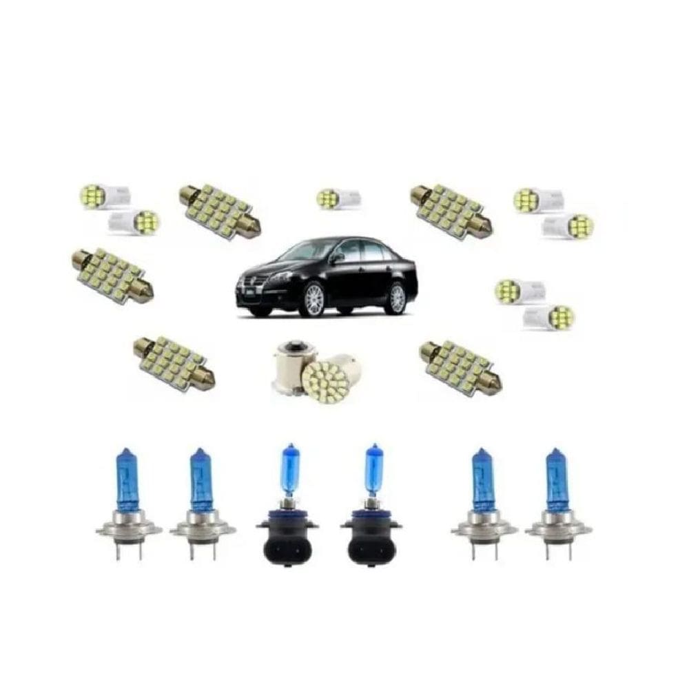 Kit Lâmpadas Jetta 2007-10 LED + Brancas Faróis 55W
