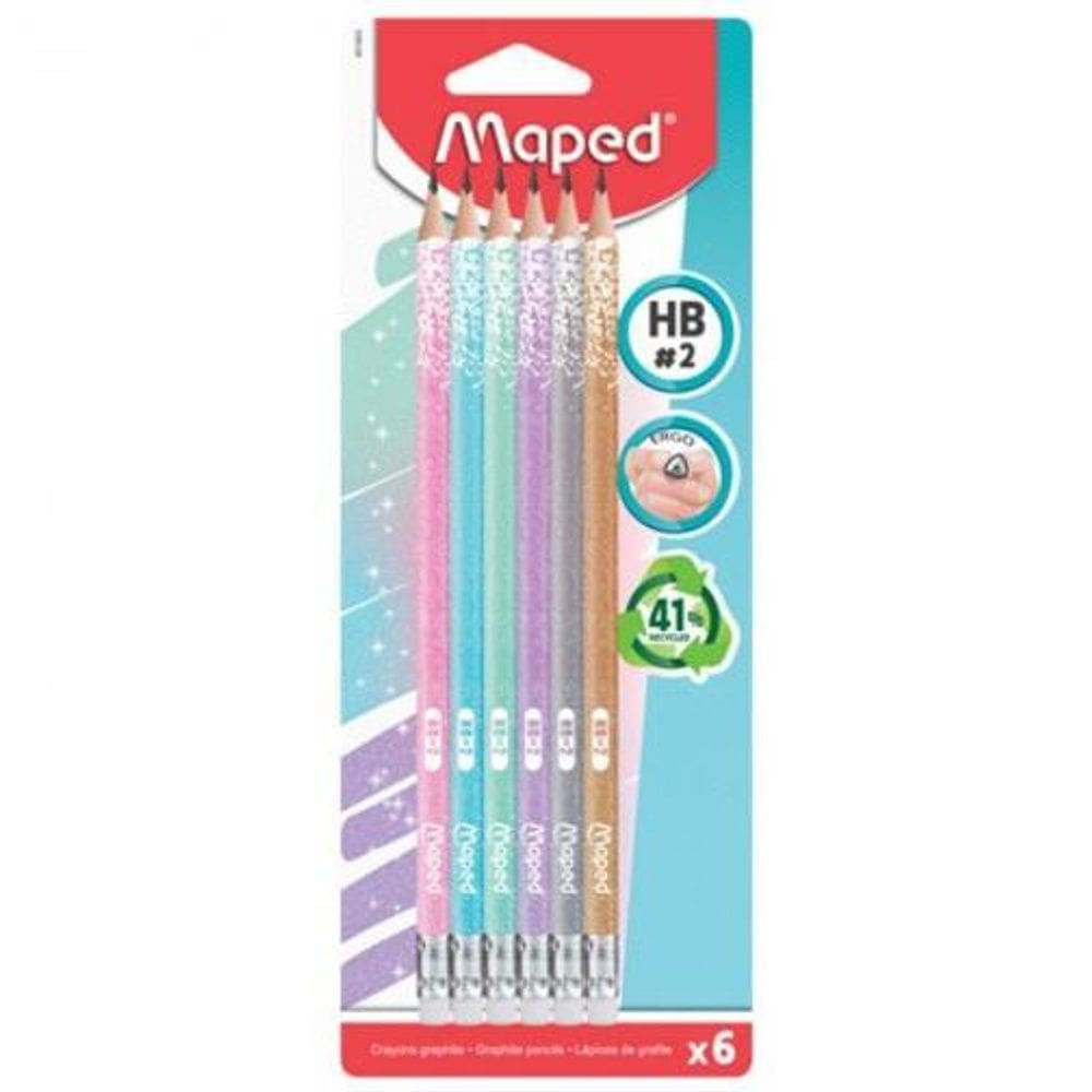 Lápis Preto Nr.2 Com Borracha Glitter 6 Unid 852000 - Maped