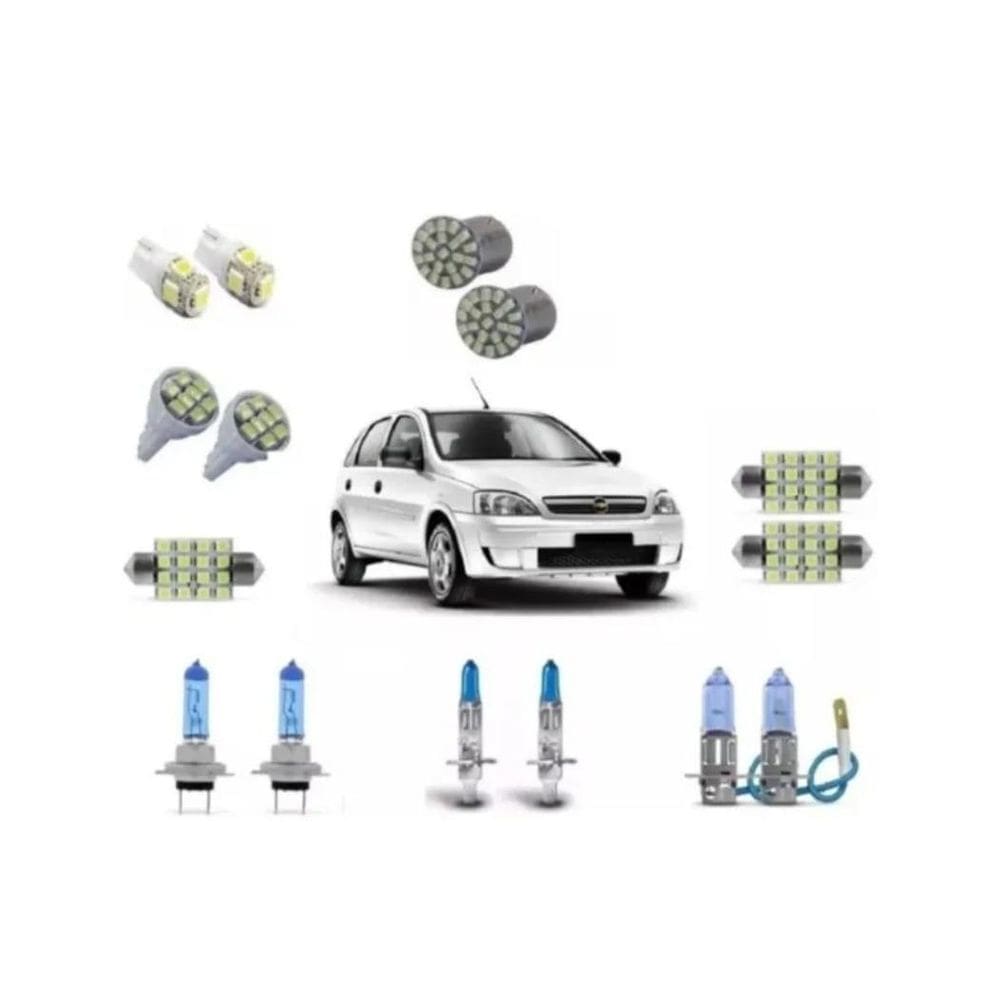 Kit Lampada Super Branca Farol / Milha E Led`S Corsa Hatch