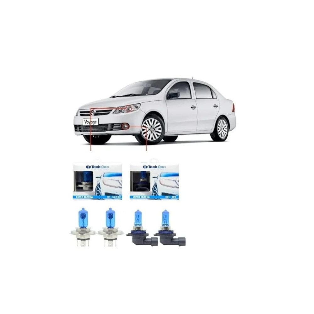 Kit Lâmpadas Super Brancas Gol Voyage G5 G6 Tech One