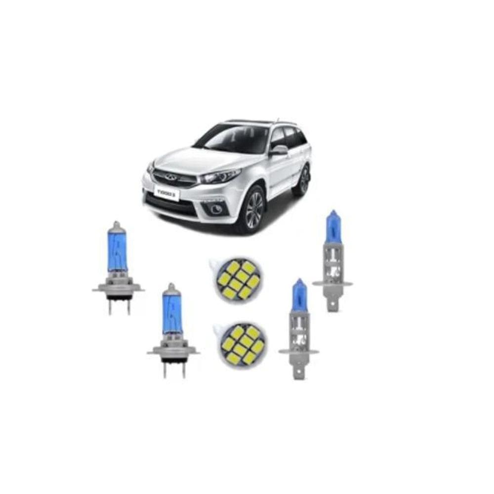 Kit Lampada Super Branca Chery Tiggo 2013/2016 Alto/Baixo