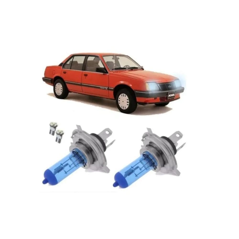 Kit Lampada Super Branca Gm Monza Farol Alto E Baixo H4