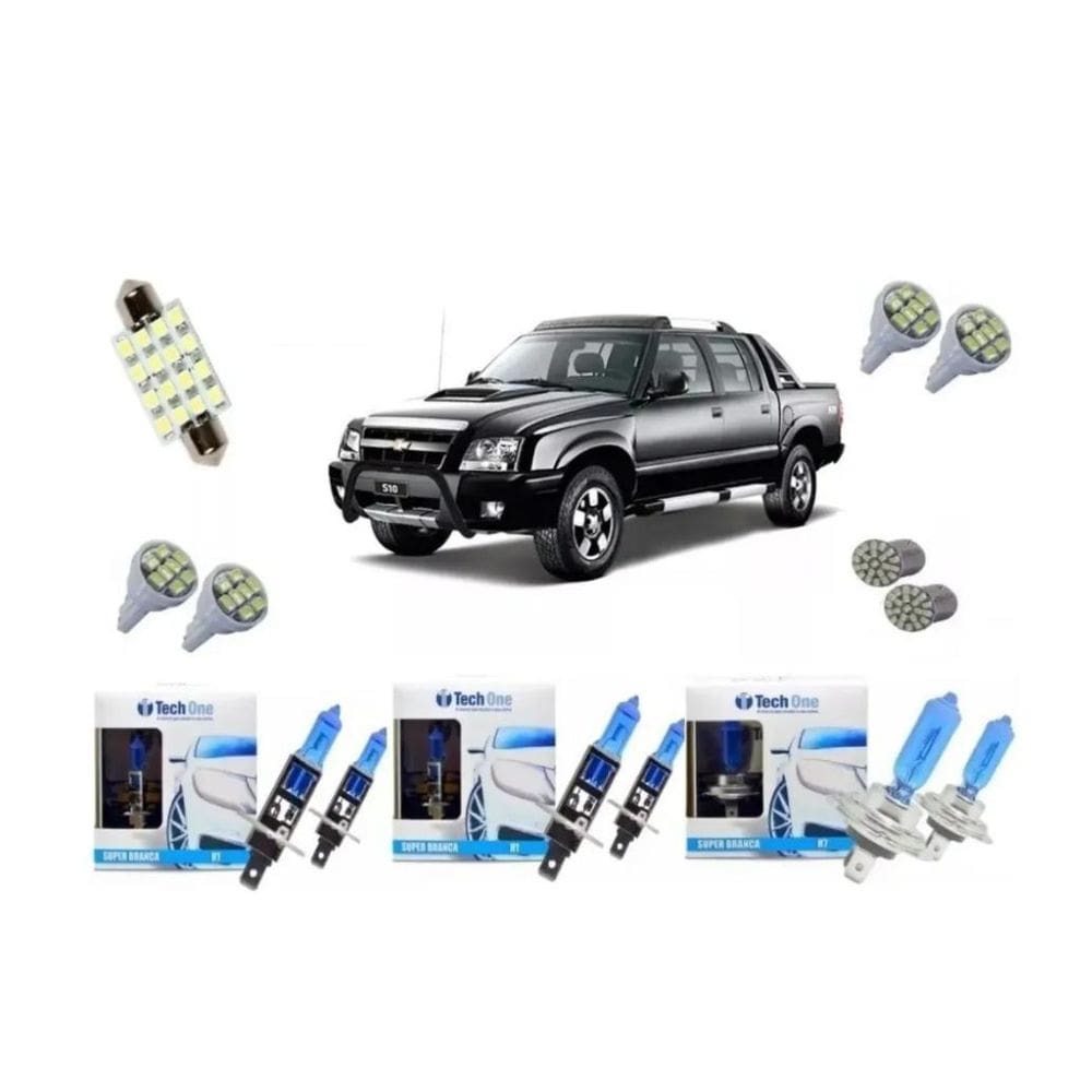 Kit Lâmpadas Led S10 + Super Branca 2001 Á 2011 Techone