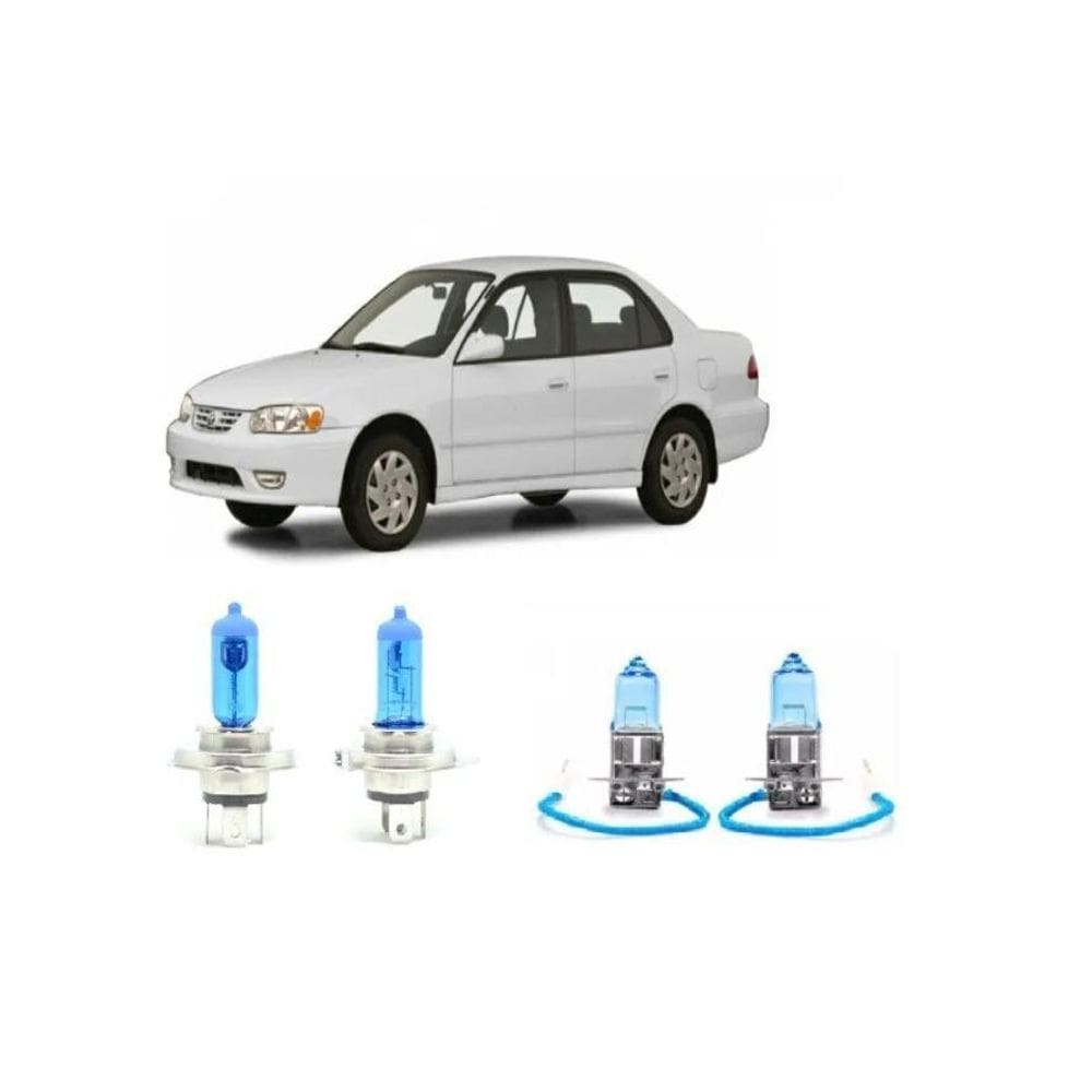 Kit Lâmpada Farol Super Brancas Toyota Corolla 1998 A 2002
