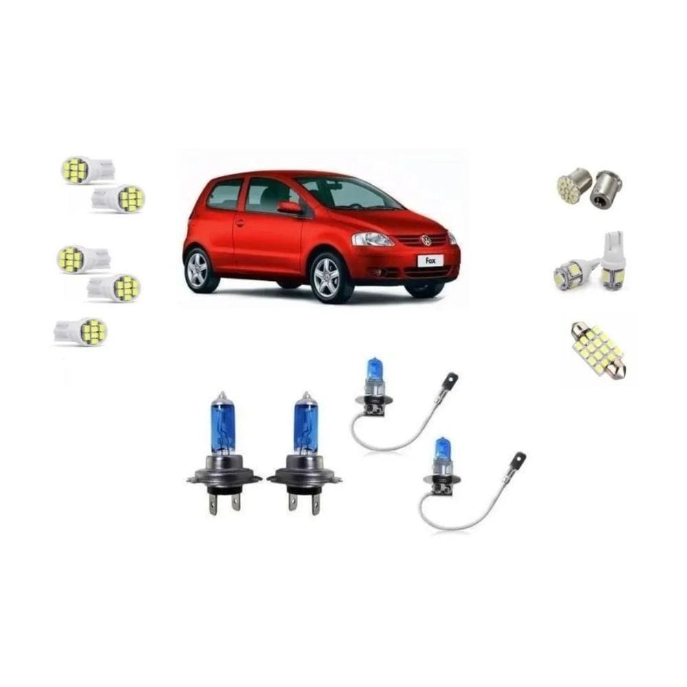 Kit Lâmpada Leds + Farol Fox 2006 2007 2008 Farol Simples