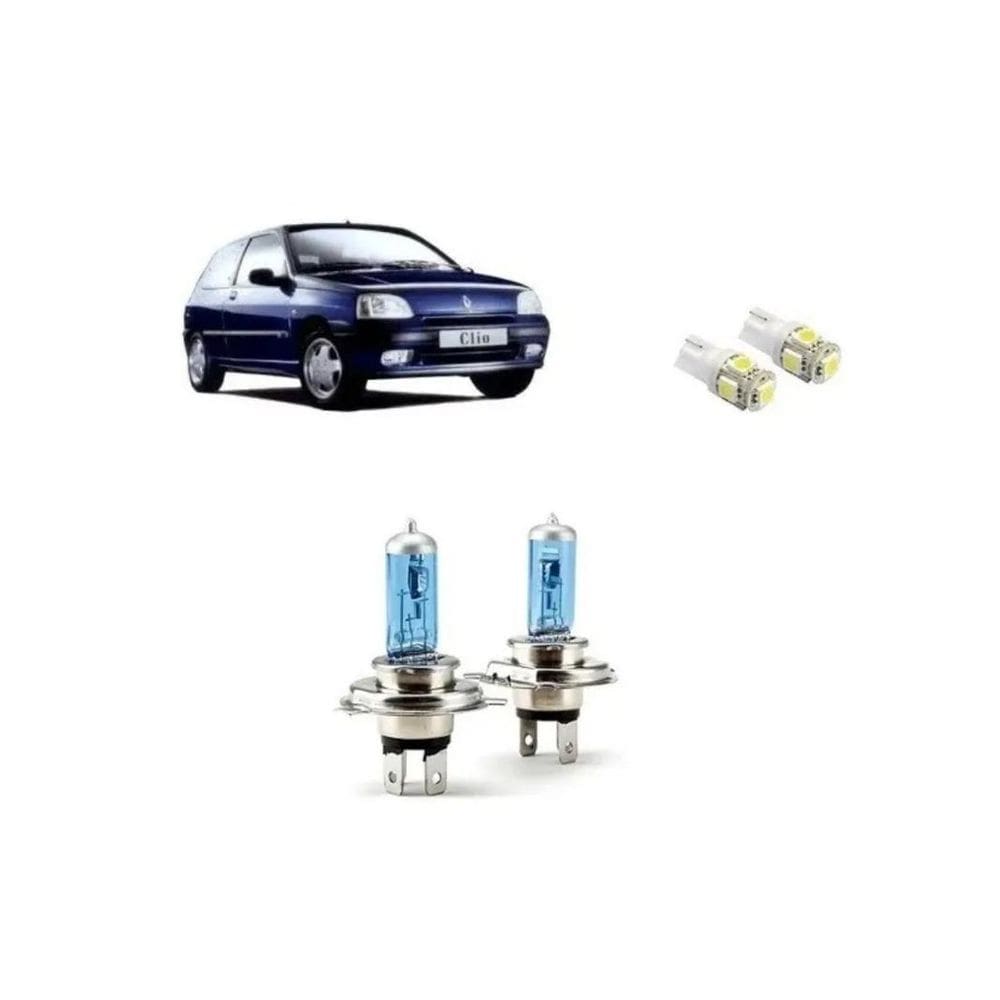Kit 4 Lampadas Super Brancas Farol + T10 Clio Antigo 94 A 02