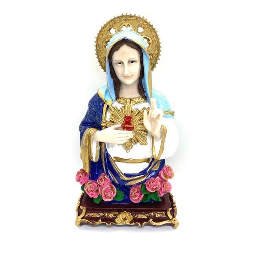 Escultura Sagrado Coração De Maria Busto 27 Cm Resina