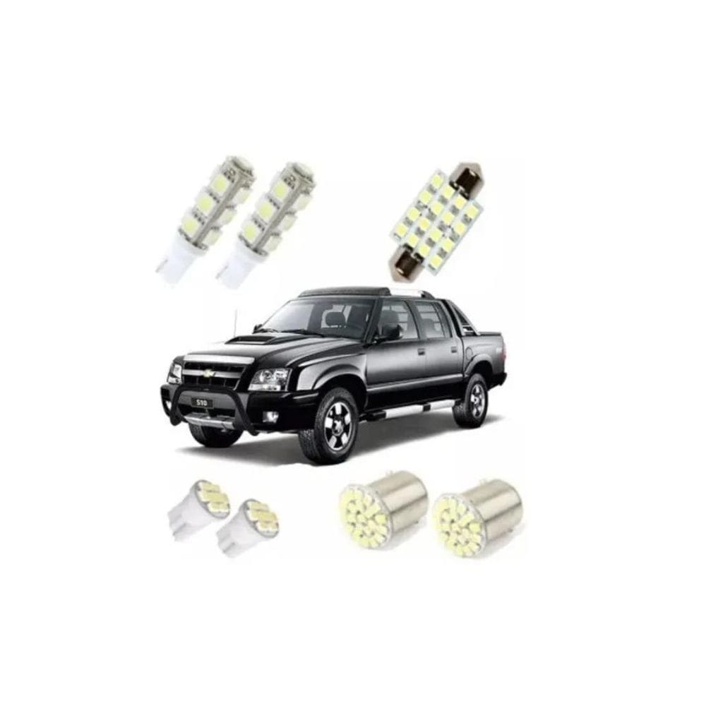 Kit Lampadas Led S10 Até 2011 Teto Ré Placa Farolete