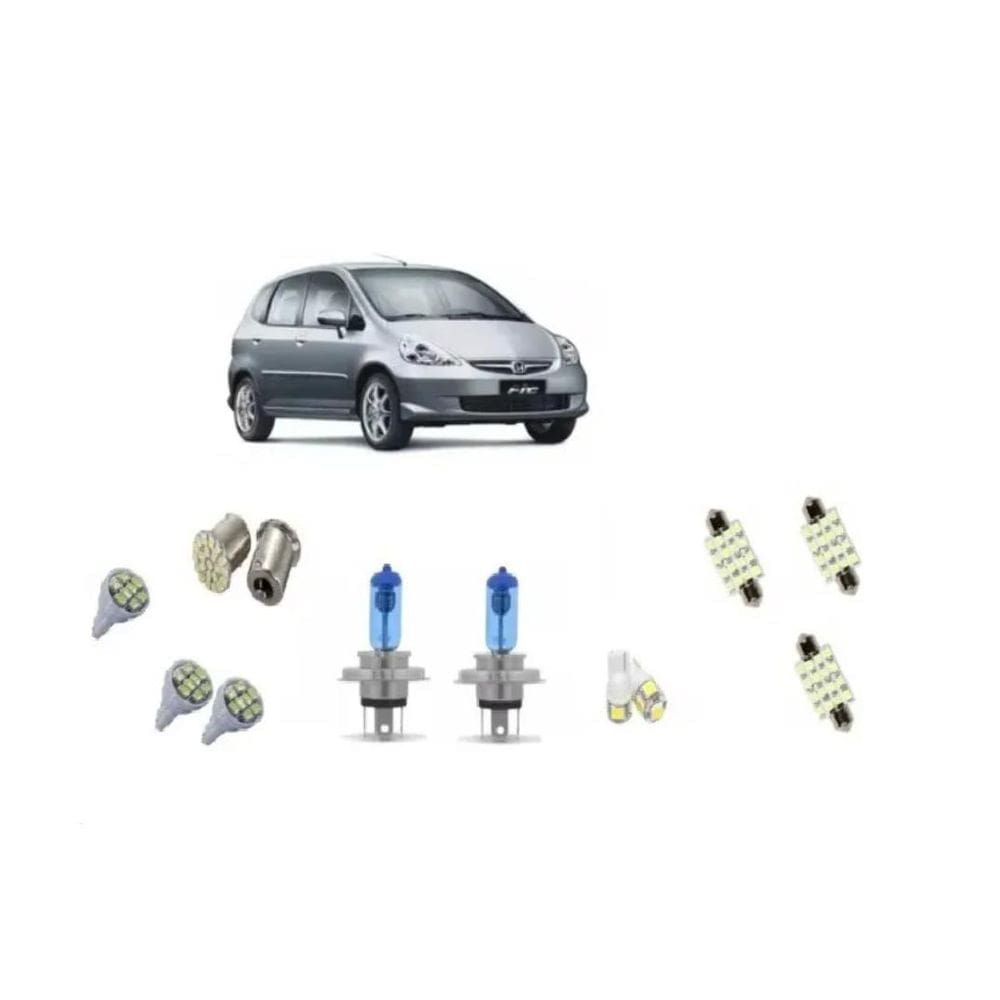 Kit Lâmpadas Led E Farol Super Branca Honda Fit 2004 A 2015