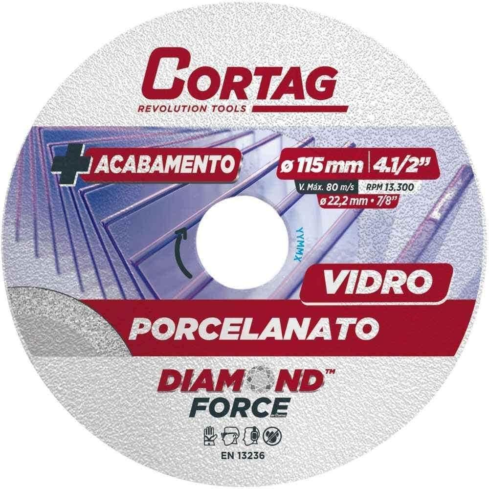 Disco de corte 4,1/2POL 22mm Diamantado para Porcelanato e Vidro CORTAG