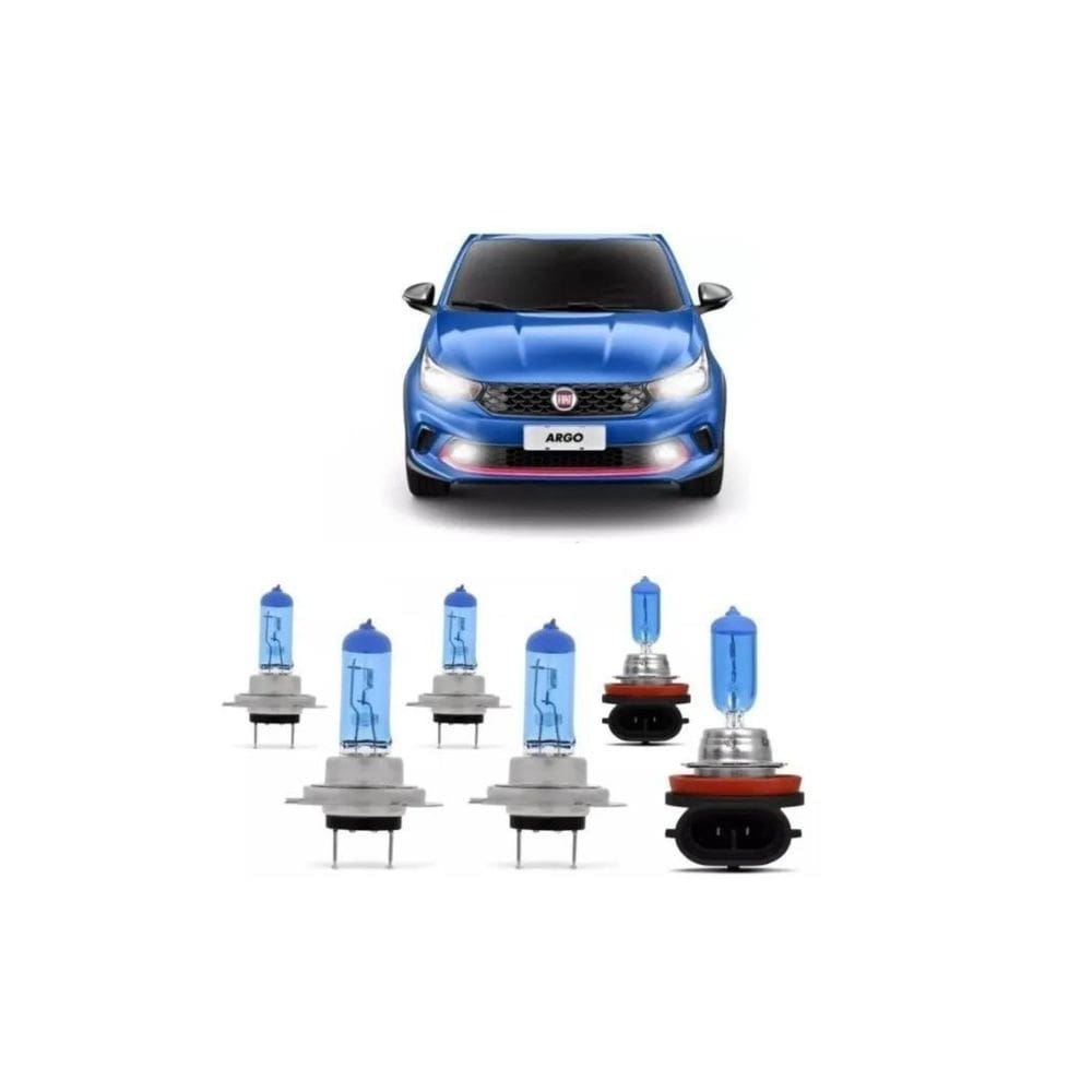 Kit Lampadas Fiat Argo 2017 2018 Super Brancas Farol E Milha
