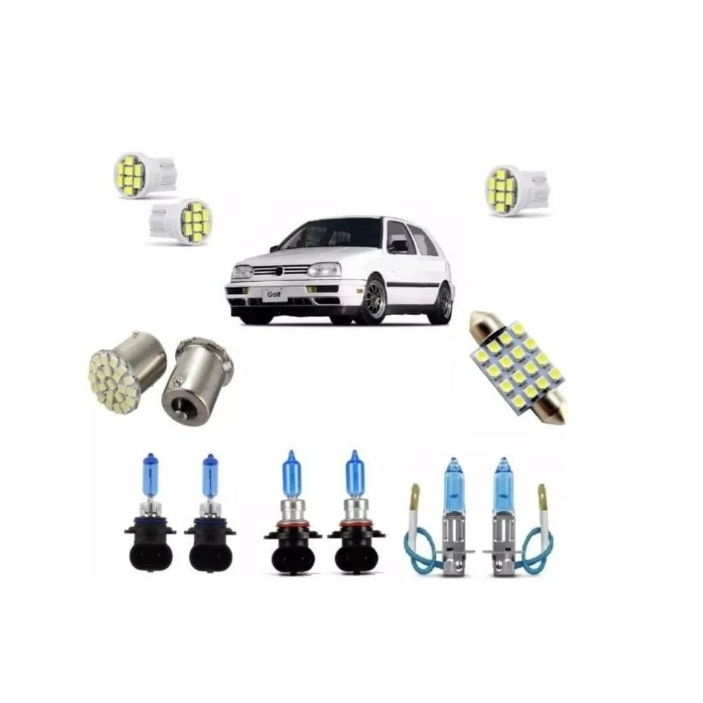 Kit Super Branca Golf Mexicano 95 A 97 98 Faról/Milha + Led