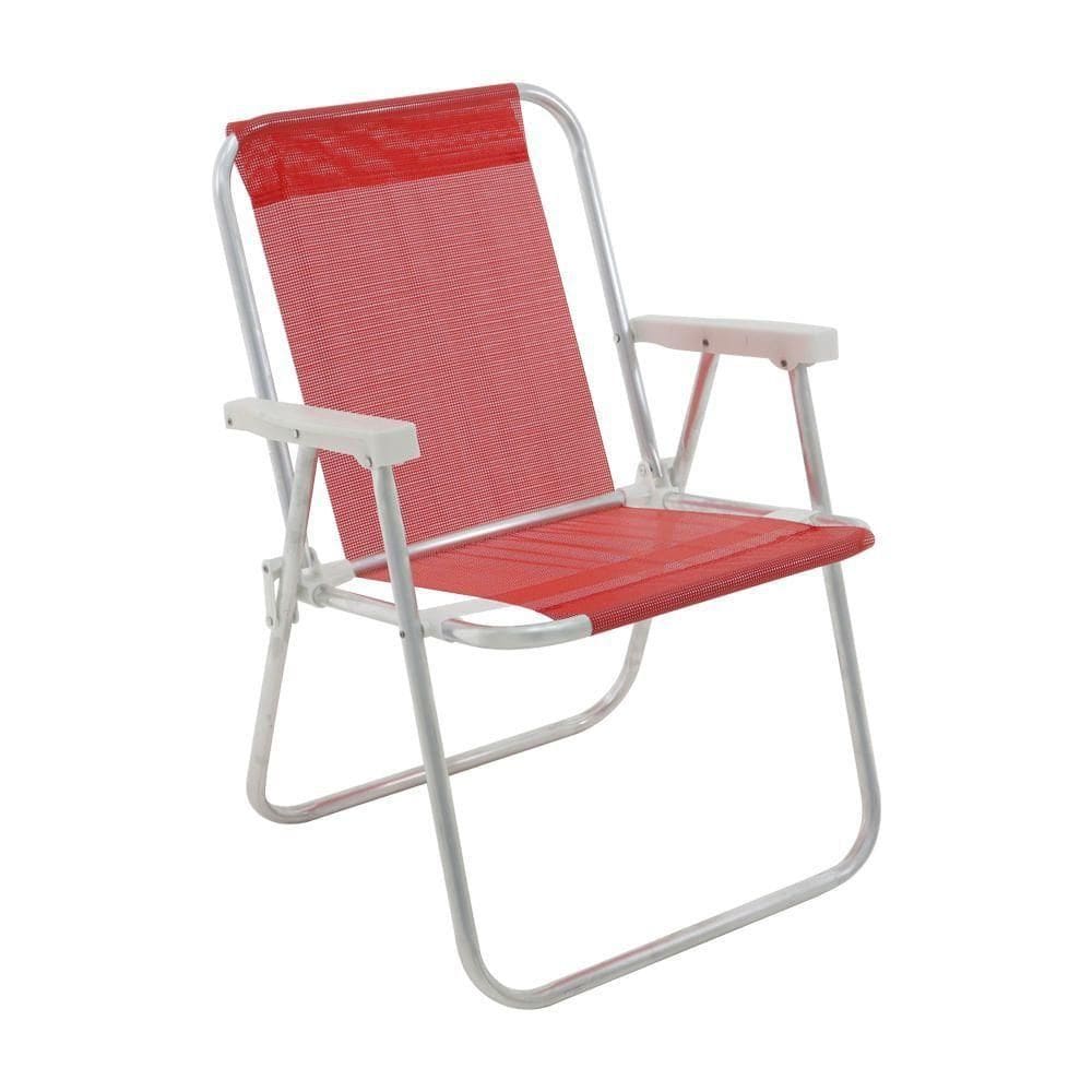 Cadeira Alta Lazy Em Alumínio Vermelha Bel