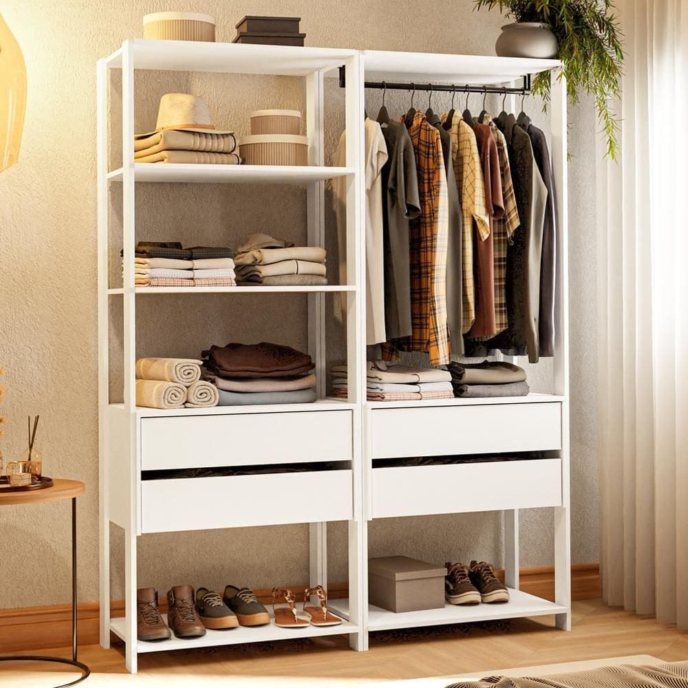 Guarda-roupa Closet Modulado 4 Gavetas 140 Cm Branco Valencia Madesa Xa Branco