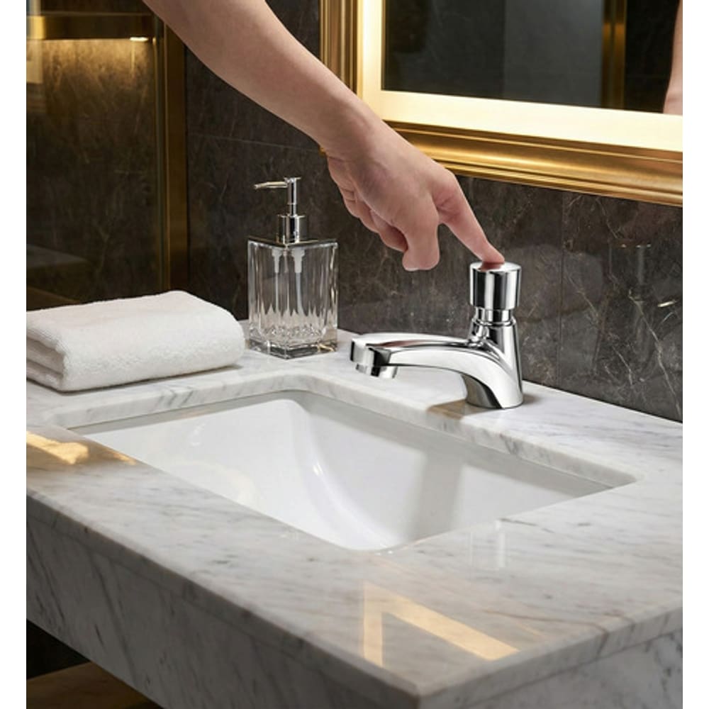 Torneira De Pressão Para De Banheiro Lavabo Aço Inox FC-140