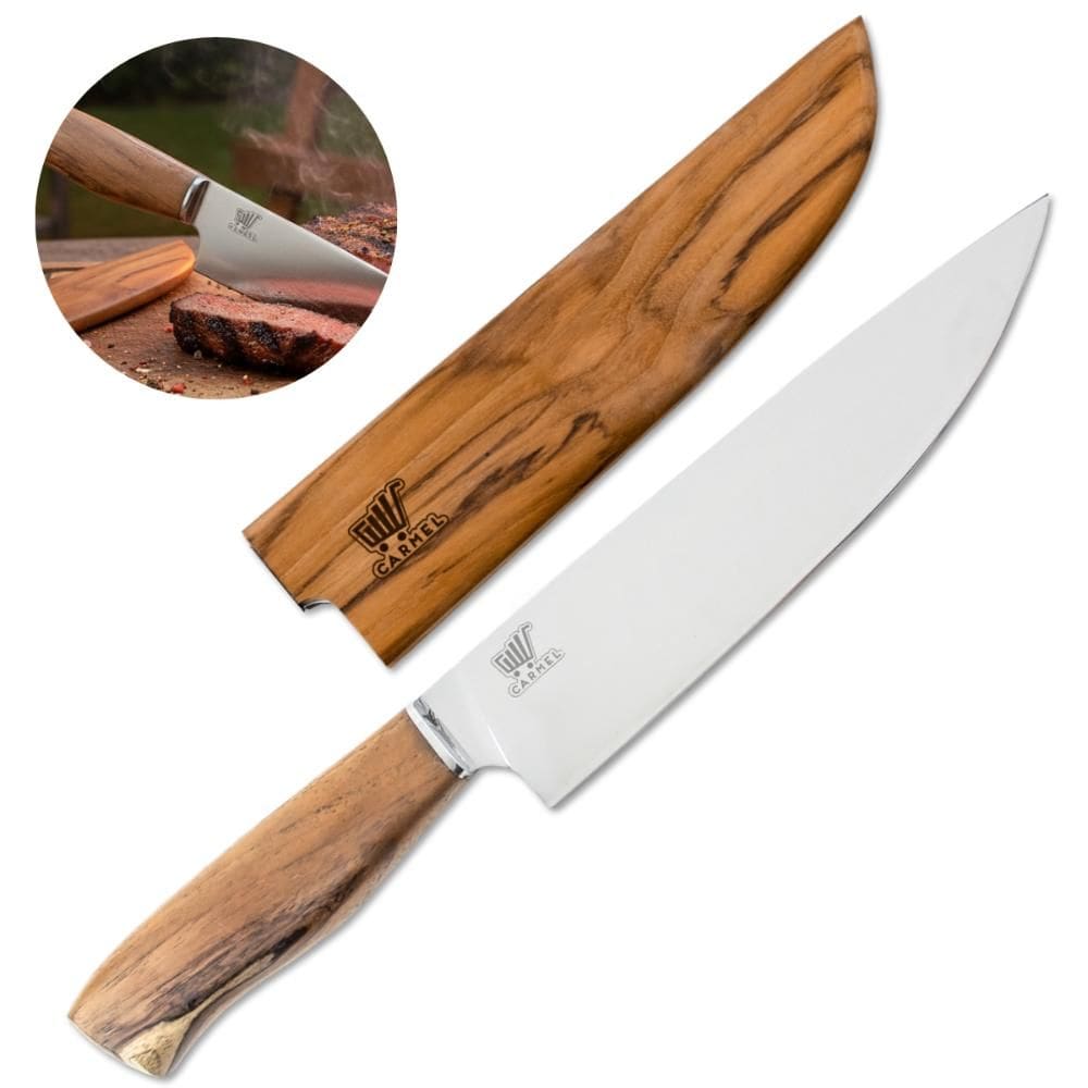 Faca Para Churrasco Barbecue 8 Pol Com Bainha de Madeira Carmel Imports