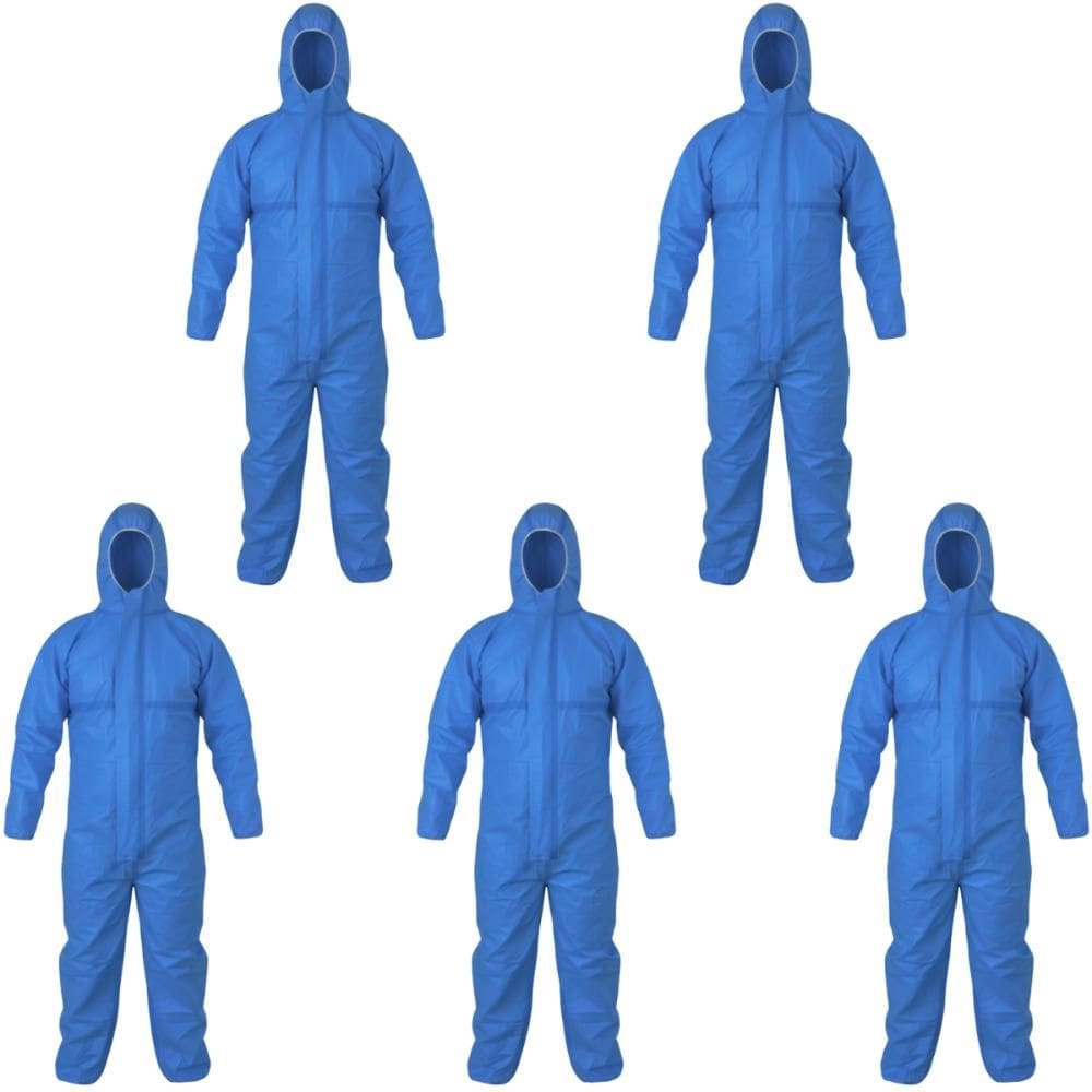 Kit 5 Macacão de Segurança Com Capuz Descartável TNT Proteção Química Covertech 200 Volk