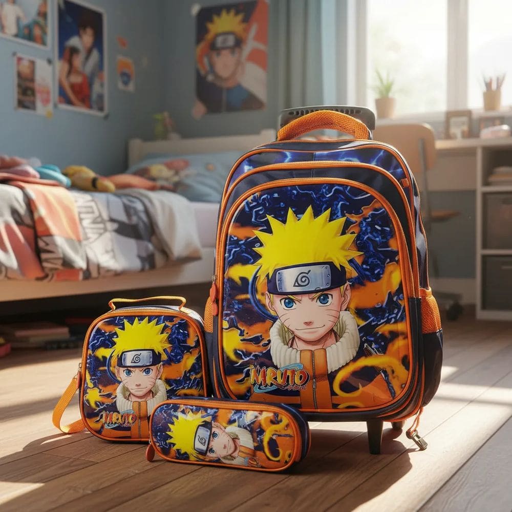 Kit Mochila Rodinha + Lancheira Térmica + Estojo - Naruto 3d Azul Naruto Adicionar aos favoritos