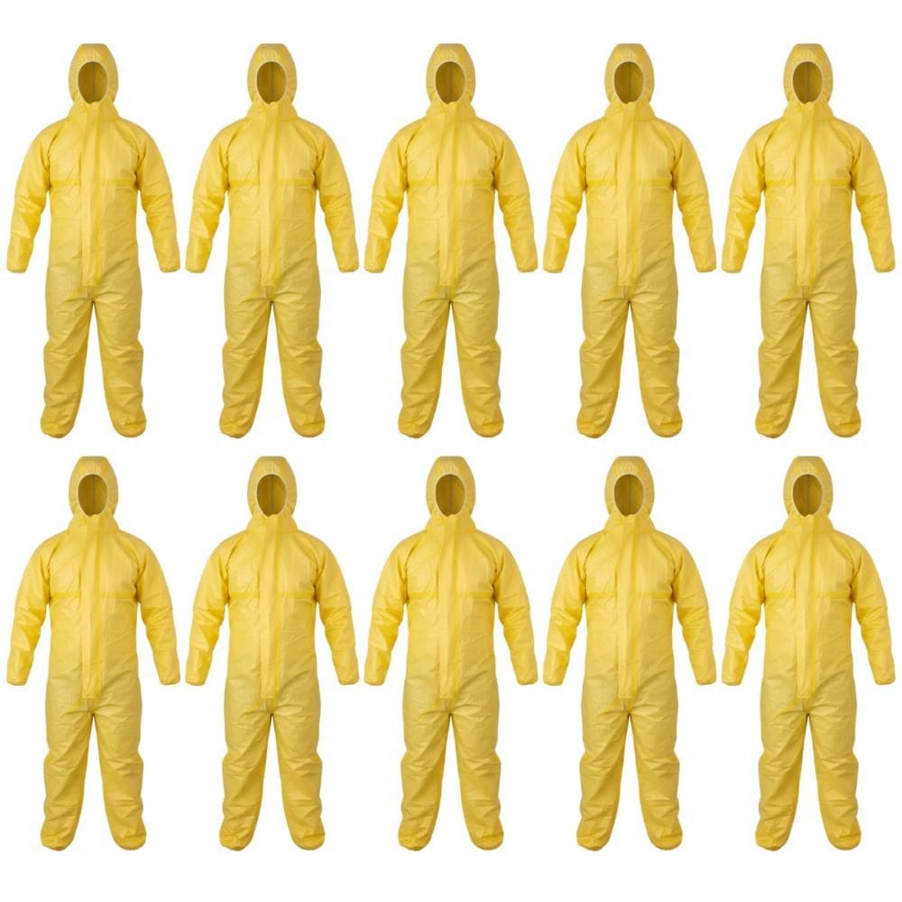 Kit 10 Macacão de Segurança Química TNT Descartável Capuz Antiestático Covertech 300 Volk