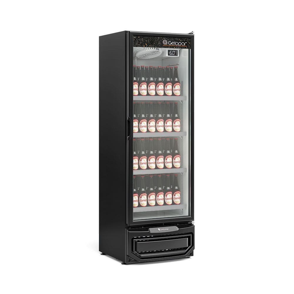 Expositor de Bebidas Vertical 1 Porta GCBC45 Preto Gelopar 220V