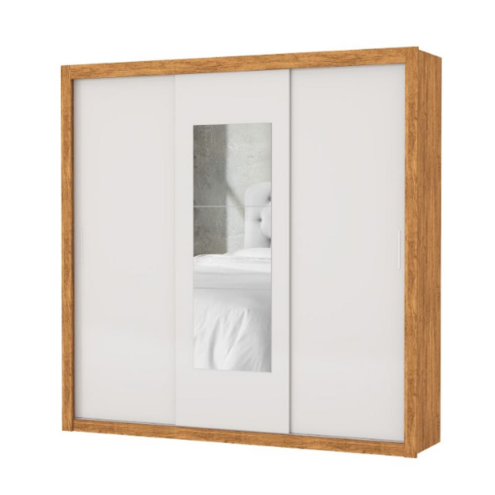 Guarda Roupa Clara 3 Pts Com Espelho Cinamomo/Off - Carioca